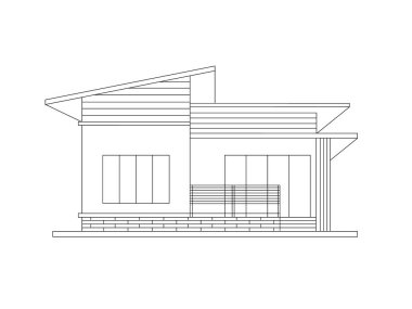 Beyaz arka plandaki ev. vektör illüstrasyonu.