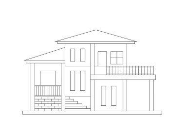 Beyaz arka plandaki ev. vektör illüstrasyonu.