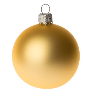 Sarı Noel topu gölgesiz beyaza izole edilmiş