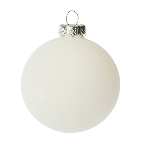 Biała Świąteczna Piłka Odizolowana Białym Bez Cienia — Zdjęcie stockowe