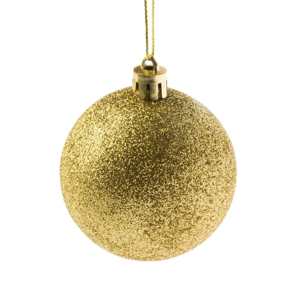 Bola Natal Dourada Isolada Branco Sem Sombra — Fotografia de Stock