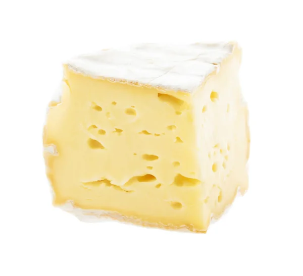 Queijo Brie Isolado Fundo Branco Com Trajeto Aperto Sem Sombra — Fotografia de Stock