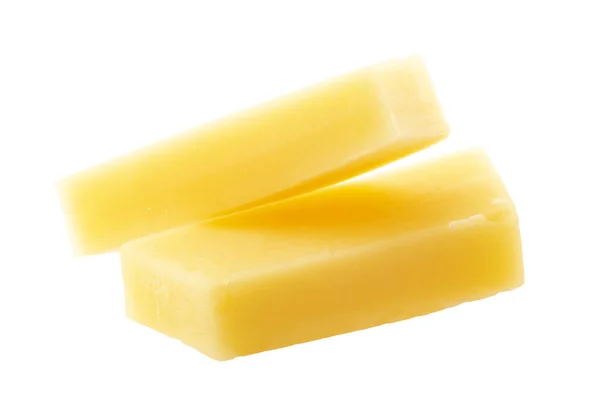 Stück Käse Isoliert Weißen Hintergrund Mit Clipping Pfad Stockfoto