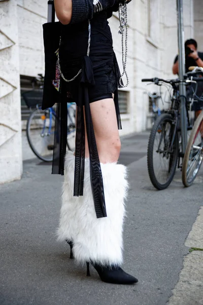 Détails Mode Capturés Pendant Fashion Week Milan — Photo