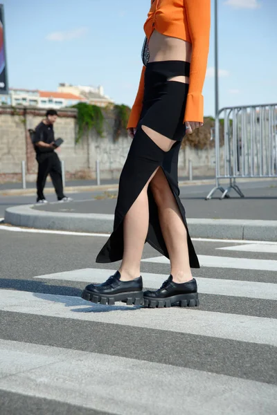Detalles Moda Capturados Durante Semana Moda Milán — Foto de Stock