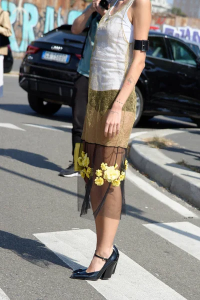 Detalhes Moda Capturados Durante Milan Fashion Week — Fotografia de Stock