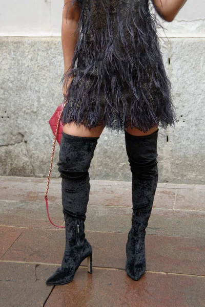 Woman Black Dress Bag — Stock Photo, Image