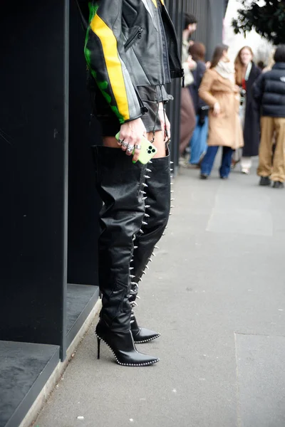 Szczegóły Podczas Mediolańskiego Tygodnia Mody Luty 2023 Przed Pokazem Gucci — Zdjęcie stockowe