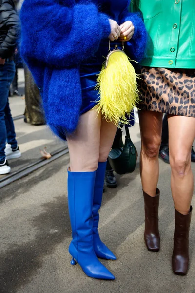 Zacskók Cipők Csizma Lábak Dolce Gabbana Fashion Show Alatt — Stock Fotó