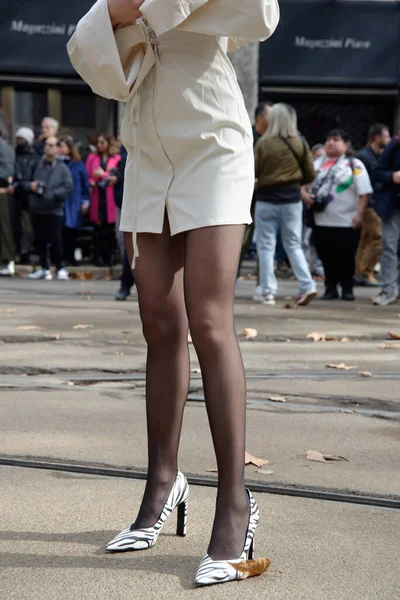 Sacos Sapatos Botas Pernas Durante Dolce Gabbana Fashion Show — Fotografia de Stock