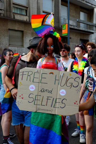 Milano Italien Juni 2023 Milano Pride Procession Som Består Cirka — Stockfoto