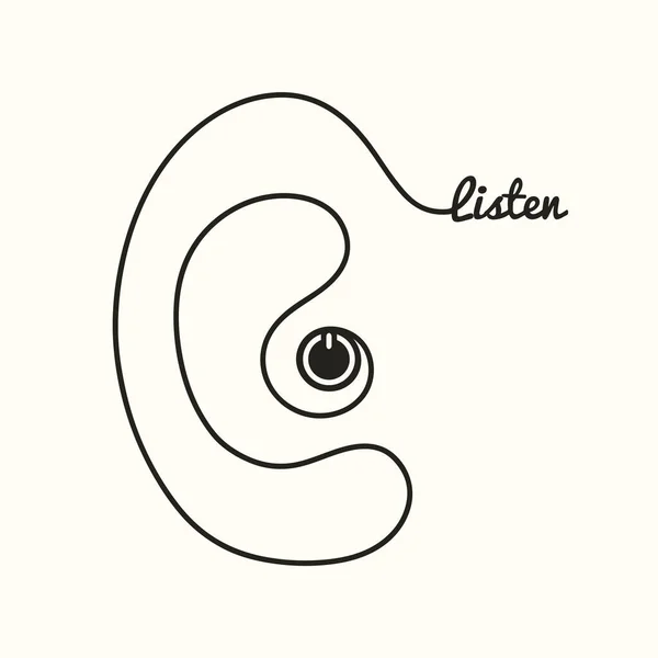 Human Ear Linear Icon Logo Hearing Aid Deaf Hearing Impairment — Vettoriale Stock