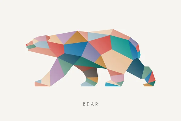 Niedźwiedź Wielokątowy Niski Poziom Poli Geometryczna Ikona Logo Grafika Trójkątowa — Wektor stockowy