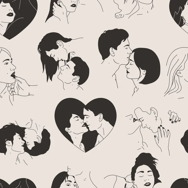 Les Amoureux Papier Numérique Couple Dans Coeur Modèle Sans Couture — Image vectorielle