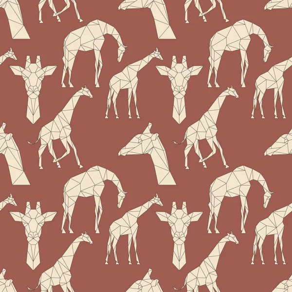 多边形长颈鹿无缝图案 低分子量的动物三角图形 — 图库矢量图片
