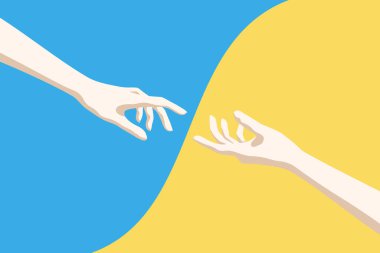 Ellerini uzat. Vatansever grafik poster. Ukrayna sarı mavi bayrağı