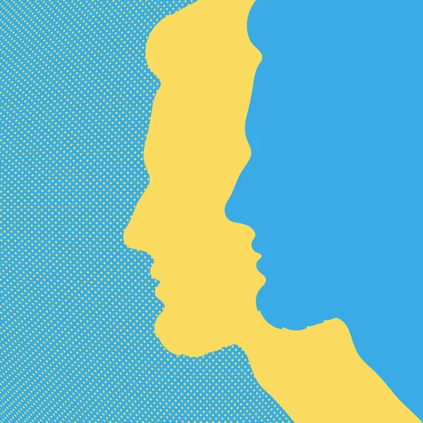 Ukrainisch Mann Gesicht Umriss Abstrakte Gelb Blaue Personensilhouette — Stockvektor