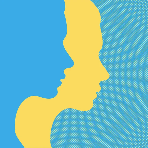 Ukrainische Frau Gesicht Umriss Abstrakte Gelb Blaue Personensilhouette — Stockvektor