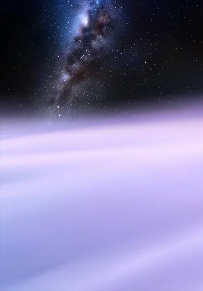 Wolken Und Sternenhimmel Natürlicher Hintergrund Mit Nebelwellen Und Milchstraße — Stockvektor