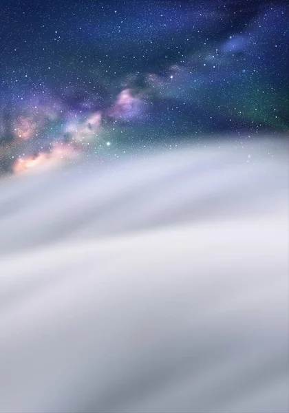 雲と星空 霧の波と天の川の自然背景 — ストックベクタ