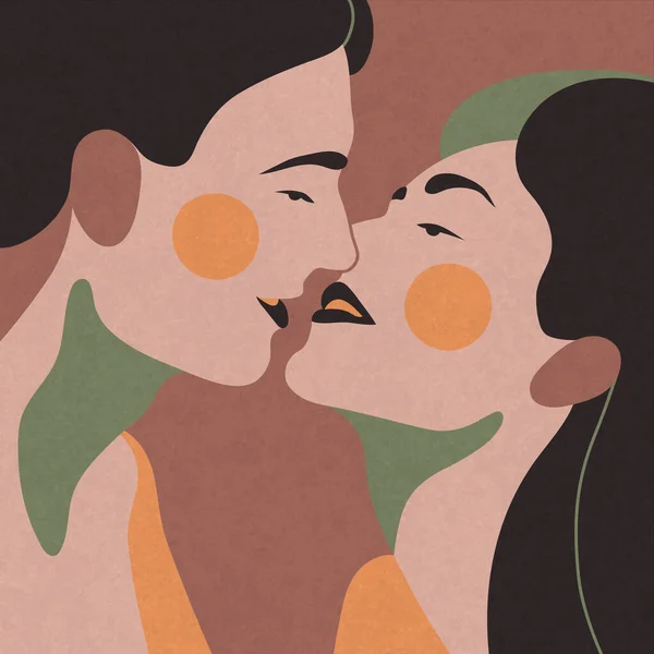 Pareja Enamorada Caras Amantes Románticos Cara Manchas Color Abstracto — Archivo Imágenes Vectoriales