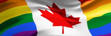 Kanada Gökkuşağı Gururu bayrağı. LGBTQ toplumunun uluslararası sembolü