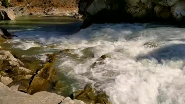 Cascade Waterval Natuurreservaat Water Stroomt Langs Stenen Statische Camera — Stockvideo