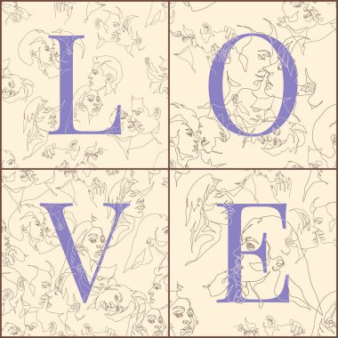  Aşıkların yüzleri. Aşık insanlar ayarlandı. Doğrusal dijital kağıt