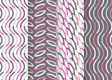 Geometrik şablon vektörü ayarlandı. Dekorasyon için basit küçük mor süs