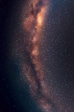 Samanyolu, yıldızlar ve nebula. Gece yıldızlı gökyüzü. Alan vektörü arkaplanı