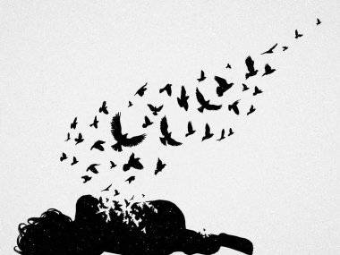 Yalnız yalancı adam. Bunalımlı biri. Ölüm ve ölümden sonraki yaşam. Uçan kuşlar