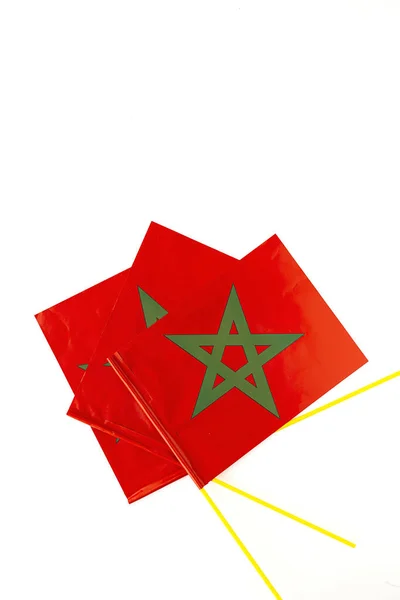 Background Flags Morocco White Background Flat Lay Top View Concept Stock Image