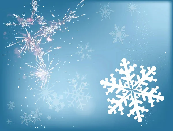 Large Snowflake Surounded Smaller Falling Snowflakes Freezing Weather — Stock Photo, Image