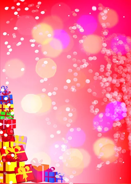 明亮的红色圣诞背景和礼物 — 图库照片