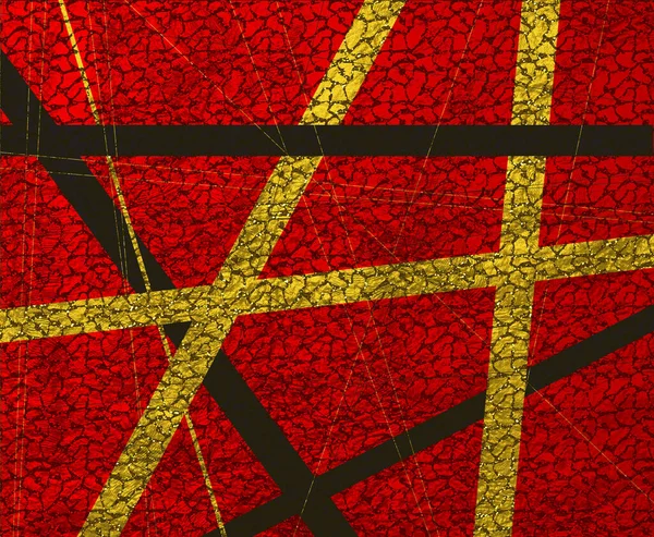 Dark Red Background Black Yellow Criss Cross Items — Stock Photo, Image