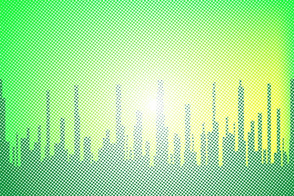 Stadsbild Gröna Halvstenar Med Grön Himmel Med Ilumination — Stockfoto