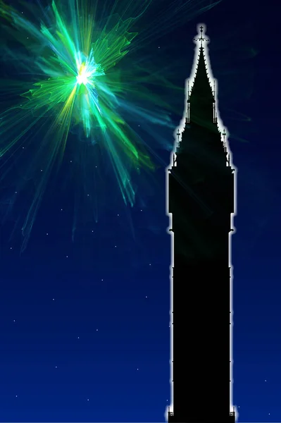 Big Ben Ano Novo Com Fogos Artifício Explosivos — Fotografia de Stock