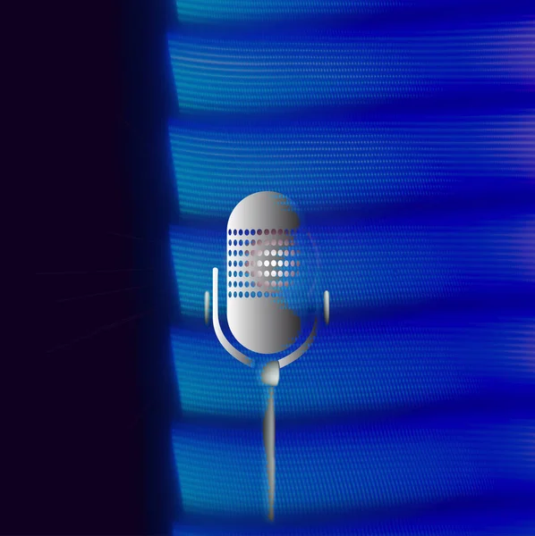 Vieux Microphone Valve Classique Réchauffant Valve Sur Fond Abstrait Bleu — Photo