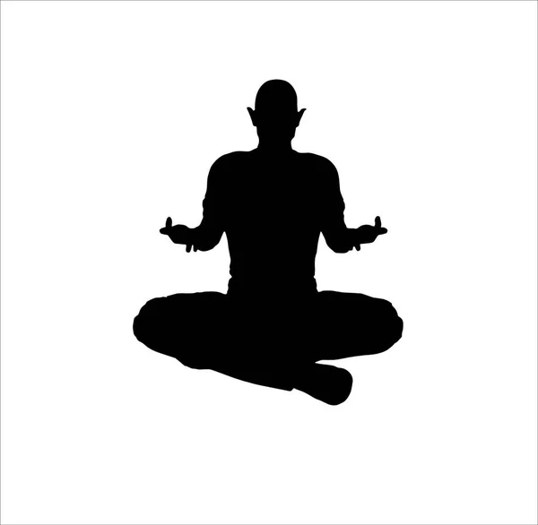 Male Silhouette Figure Practicing Sukhasana Pose — Stock Photo, Image