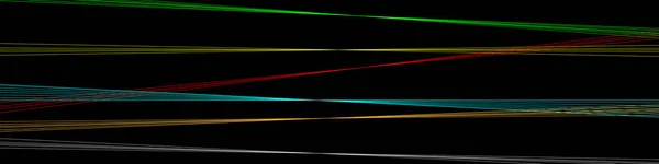 Siyah Zıt Arkaplan Pankartıyla Ayarlanmış Çok Renkli Lazer Çizgileri — Stok fotoğraf