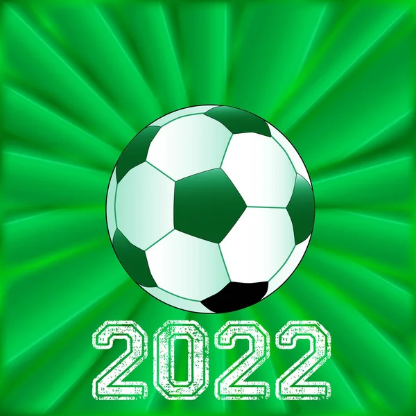 Football Typique Sur Fond Matériau Vert Avec 2022 Texte — Photo