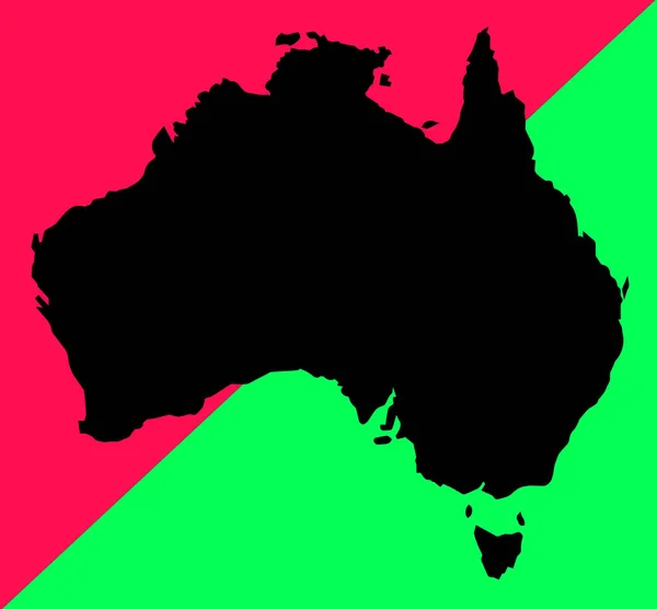 Австралійська Силуетна Карта Червоному Зеленому Тлі — стокове фото