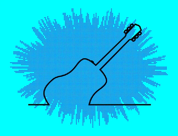 Acoustic Guitar Continuous Line Halftone Background — Stock Photo, Image