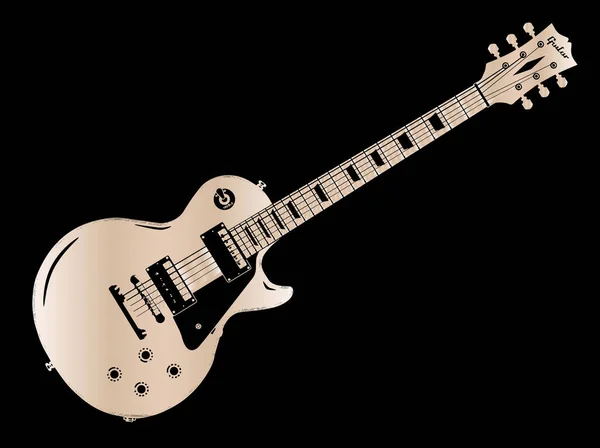 Una Guitarra Clásica Cuerpo Sólido Eléctrico Aislado Sobre Fondo Negro — Foto de Stock