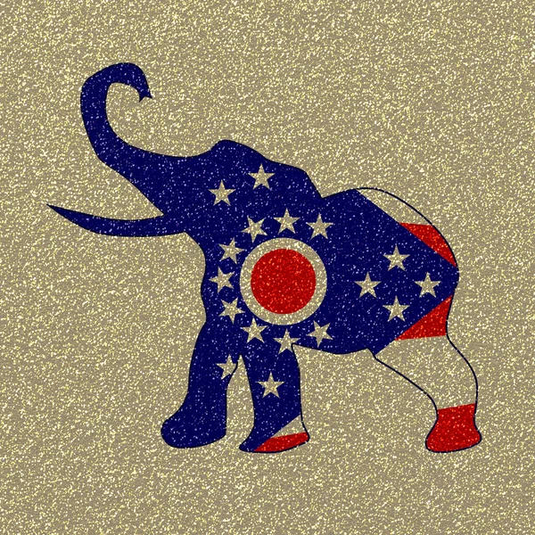 Bandera Del Elefante Republicano Ohio Sobre Fondo Grunge Dorado —  Fotos de Stock