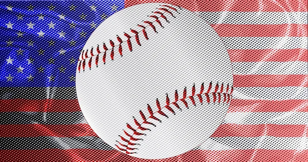 Flaga Gwiazdy Paski Jedwabnym Wyglądem Baseballem Półtonie — Zdjęcie stockowe