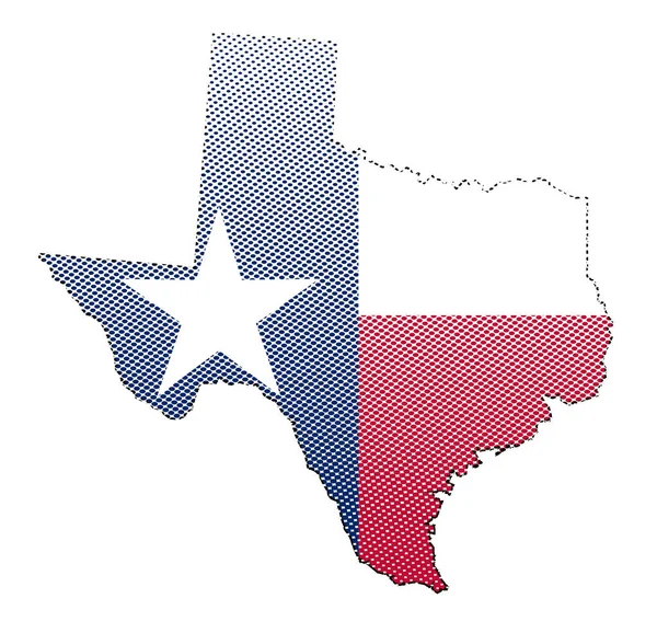 Skissera Delstaten Texas Med Flagga Isolerade — Stockfoto
