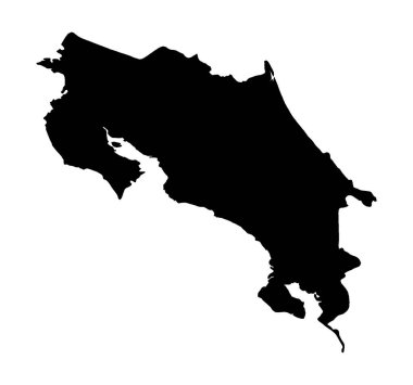 Güney Amerika ülkesi Kosta Rika 'nın boş siluet haritasını özetle