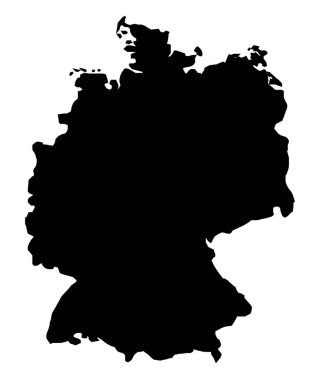 Outline silhouette map of Germany over a white background clipart