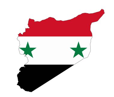 Suriye 'nin beyaz arkaplan üzerindeki siluet bayrak haritasını özetle